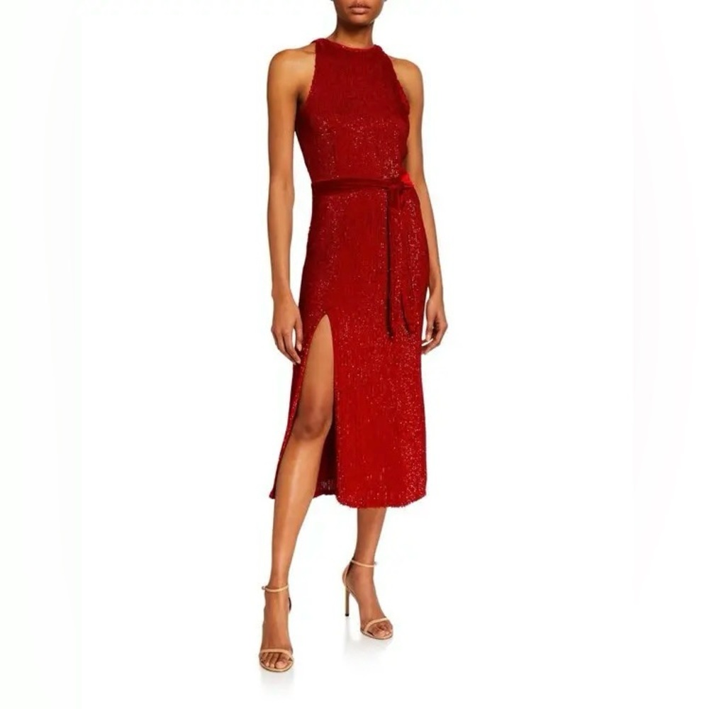 Retrofete | Tilly Sequined Midi Dress | Red